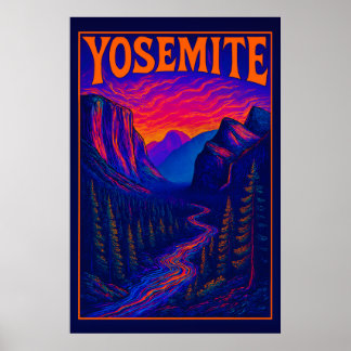 Psychedelische Yosemite Poster