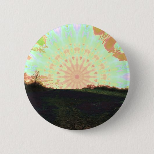 Psychedelische, zalige Sunset Hill Button (Voorkant)