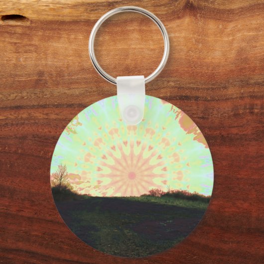 Psychedelische, zalige Sunset Hill Sleutelhanger (Achterkant)