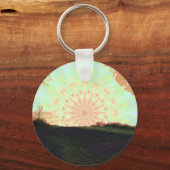 Psychedelische, zalige Sunset Hill Sleutelhanger (Voorkant)
