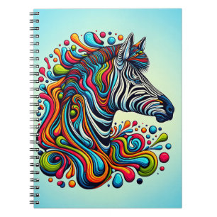 Psychedelische Zebra Flow – Retro Kleur Safari Kun Notitieboek