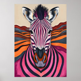 Psychedelische zebra strepen – Pop Art Safari Poster