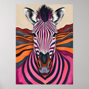 Psychedelische zebra strepen – Pop Art Safari Poster