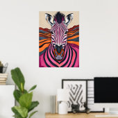 Psychedelische zebra strepen – Pop Art Safari Poster (Thuiskantoor)