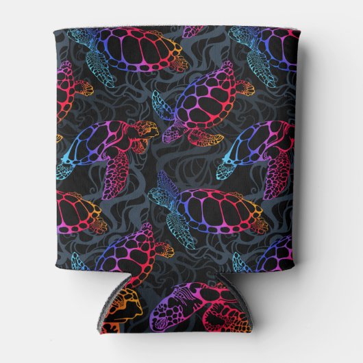 Psychedelische Zee Schildpad: Boho Ocean Blikjeskoeler (Voorkant)