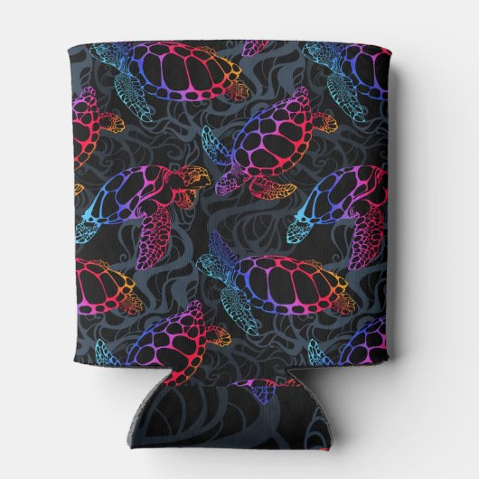 Psychedelische Zee Schildpad: Boho Ocean Blikjeskoeler (Achterkant)