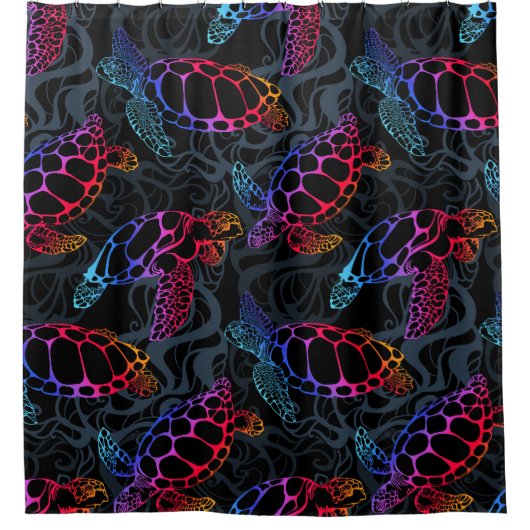 Psychedelische Zee Schildpad: Boho Ocean Douchegordijn (Voorkant)