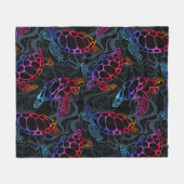 Psychedelische Zee Schildpad: Boho Ocean Fleece Deken (Voorkant (Horizontaal))