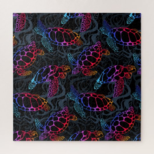 Psychedelische Zee Schildpad: Boho Ocean Legpuzzel (Verticaal)