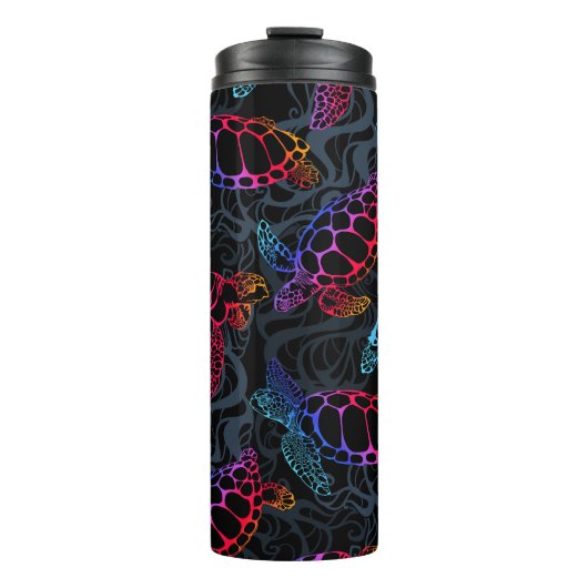 Psychedelische Zee Schildpad: Boho Ocean Thermosbeker (Voorkant)