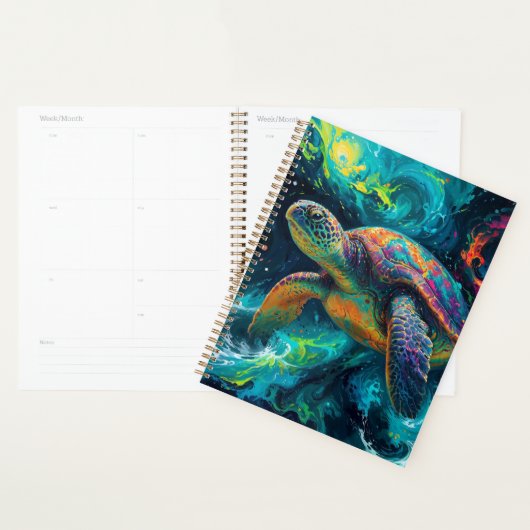 Psychedelische Zee Schildpad in de Abstracte Oceaa Planner (Display)