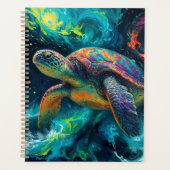 Psychedelische Zee Schildpad in de Abstracte Oceaa Planner (Voorkant)