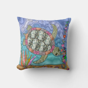 Psychedelische Zee Schildpad Zeepaard Kunst Kussen