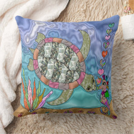 Psychedelische Zee Schildpad Zeepaardkus Kussen
