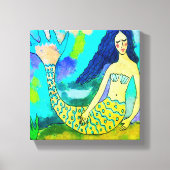 Psychedelische Zeemeermin Abstracte Digitale Canva Canvas Afdruk (Voorkant)