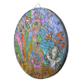 Psychedelische Zeepaard Zeeschildpad Kunst Dartbord (Voorkant Rechts)