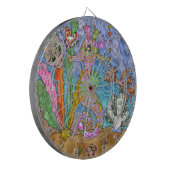 Psychedelische Zeepaard Zeeschildpad Kunst Dartbord (Voorkant Links)