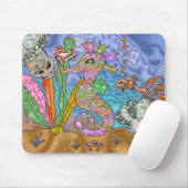 Psychedelische Zeepaard Zeeschildpad Kunst Muismat (Met muis)