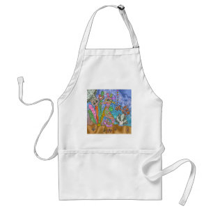 Psychedelische Zeepaard Zeeschildpad Kunst Standaard Schort
