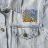 Psychedelische Zeepaard Zeeschildpad Kunst Vierkante Button 5,1 Cm (In situ)