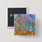 Psychedelische Zeepaard Zeeschildpad Kunst Vierkante Button 5,1 Cm (Voorkant /achterkant)
