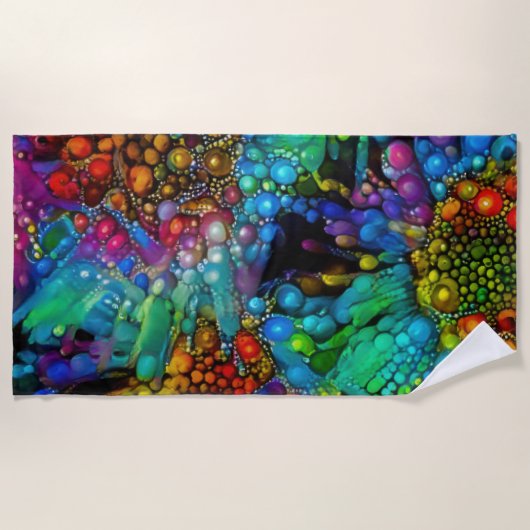 Psychedelische Zeepbel Barst Abstracte Madeliefjes Strandlaken (Voorkant)