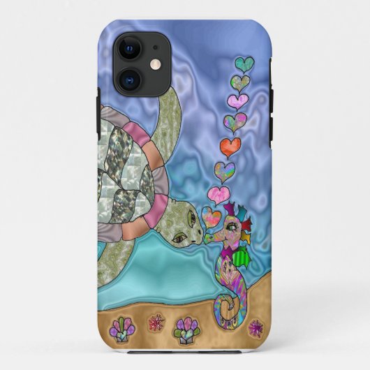 Psychedelische zeeschildpad zeepaard kunst Case-Mate iPhone case (Achterkant)