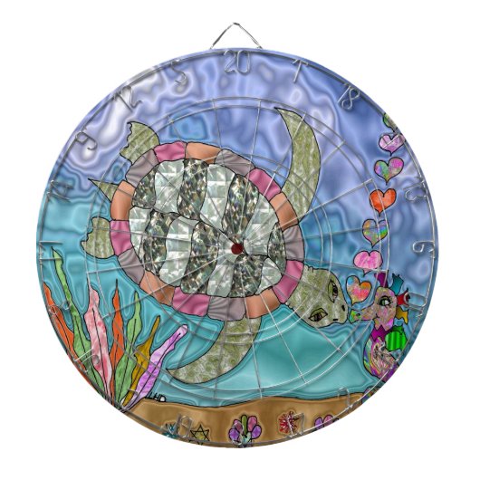 Psychedelische zeeschildpad zeepaard kunst dartbord (Voorkant)
