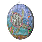 Psychedelische zeeschildpad zeepaard kunst dartbord (Voorkant Rechts)
