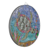 Psychedelische zeeschildpad zeepaard kunst dartbord (Voorkant Links)