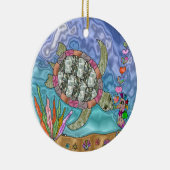 Psychedelische zeeschildpad zeepaard kunst keramisch ornament (Rechts)