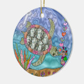 Psychedelische zeeschildpad zeepaard kunst keramisch ornament (Links)