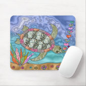 Psychedelische zeeschildpad zeepaard kunst muismat (Met muis)