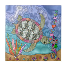Psychedelische Zeeschildpad Zeepaard Kunst