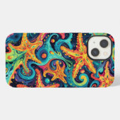 Psychedelische zeesterren en kosmische golven iPhone hoesje (Achterkant horizontaal)