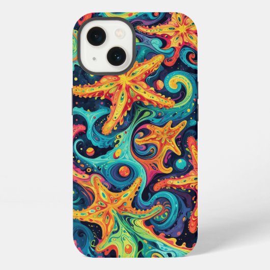 Psychedelische zeesterren en kosmische golven iPhone hoesje (Achterkant)