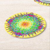 Psychedelische Zen Mandala Abstracte Art Paper Ond Ronde Kartonnen Onderzetter (Gebogen)