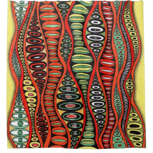 Psychedelische Zentangle Ogen Badgordijn - Vibran Douchegordijn (Voorkant)