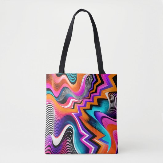 Psychedelische Zigzag Abstracte Boodschappentas Tote Bag (Voorkant)