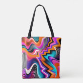 Psychedelische Zigzag Abstracte Boodschappentas Tote Bag (Achterkant)