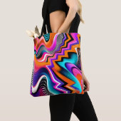 Psychedelische Zigzag Abstracte Boodschappentas Tote Bag (Dichtbij)
