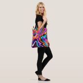 Psychedelische Zigzag Abstracte Boodschappentas Tote Bag (Op model)