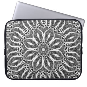 Psychedelische Zilveren Slang Geometrische Mandala Laptop Sleeve