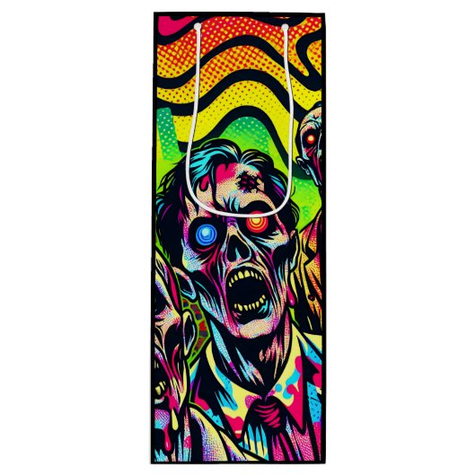 Psychedelische Zombies Halloween Party Wijn Cadeautas (Voorkant)