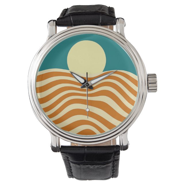 Psychedelische Zon en Kabbelende Golven2 Horloge (Voorkant)