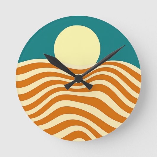 Psychedelische Zon en Kabbelende Golven2 Ronde Klok (Voorkant)