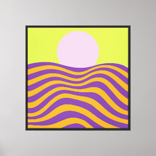 Psychedelische Zon en Kabbelende Golven5 Canvas Afdruk