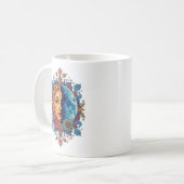 Psychedelische Zon en Maan Boho Bloem Kunst Koffiemok (Voorkant links)
