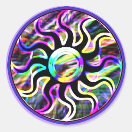 Psychedelische Zon- en Maan-Stickers Ronde Sticker