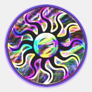 Psychedelische Zon- en Maan-Stickers Ronde Sticker